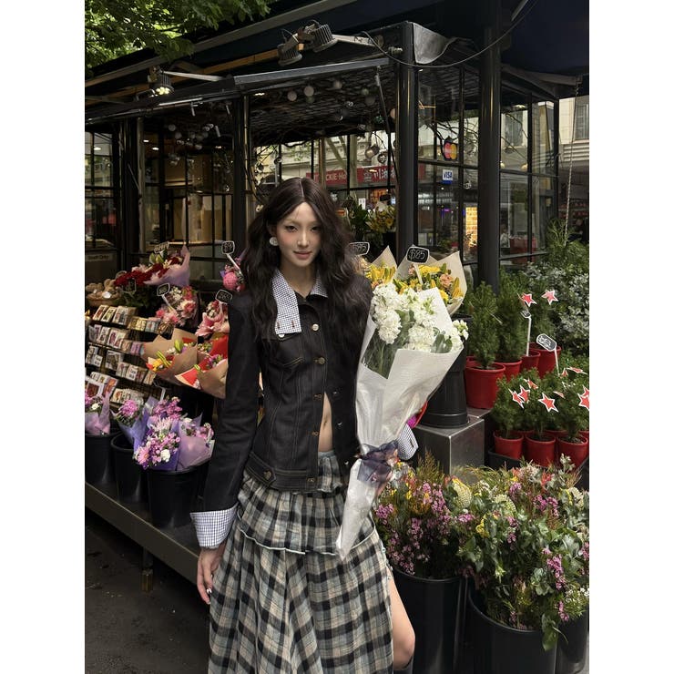 切り替えチェック柄デニムジャケット | Ulysses | 詳細画像1 