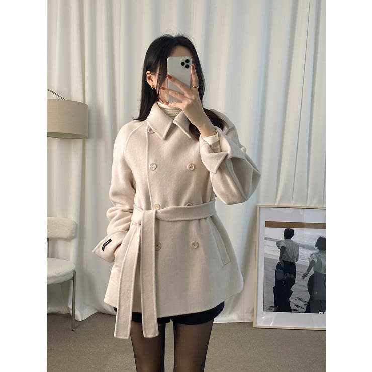 襟付きリボンダブルブレストメルトンジャケット | Ulysses | 詳細画像1 