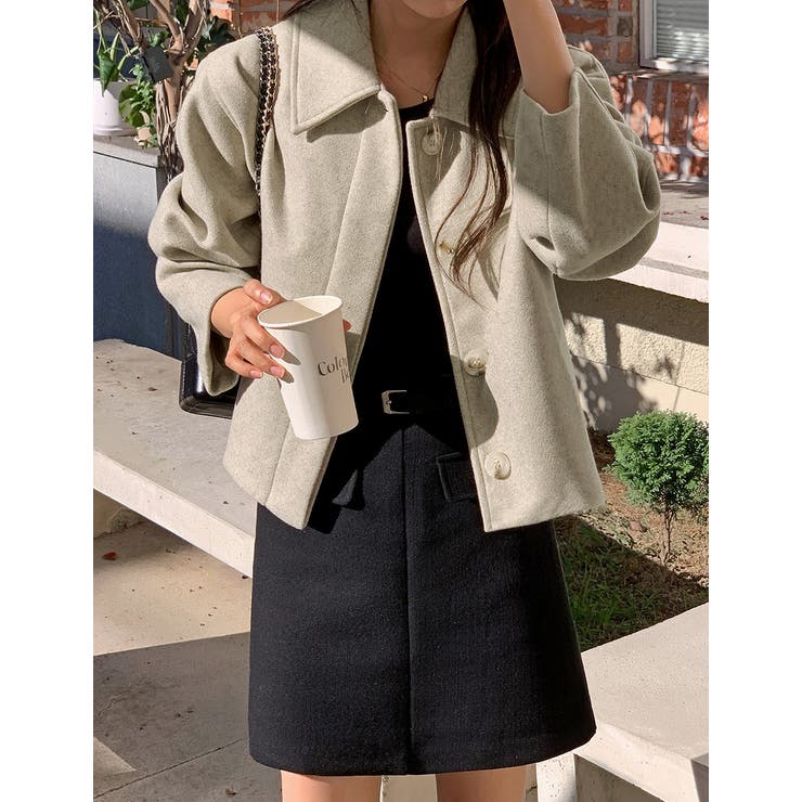 ベージュ | 襟付きシングルブレストメルトンジャケット | Ulysses