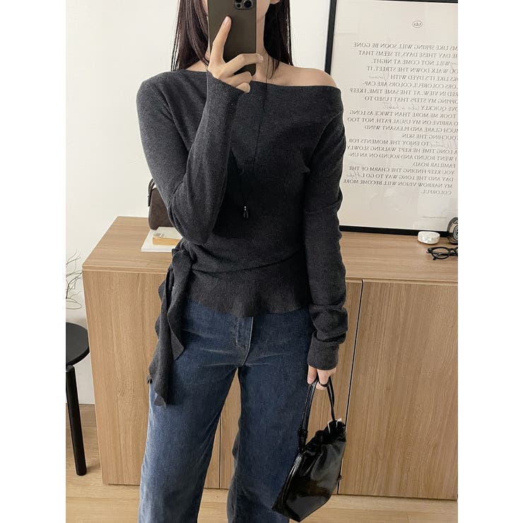 グレー | オフショルダーニットトップス | Ulysses