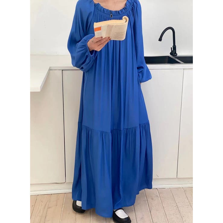 ブルー | ロングリボンボートネックワンピース | Ulysses
