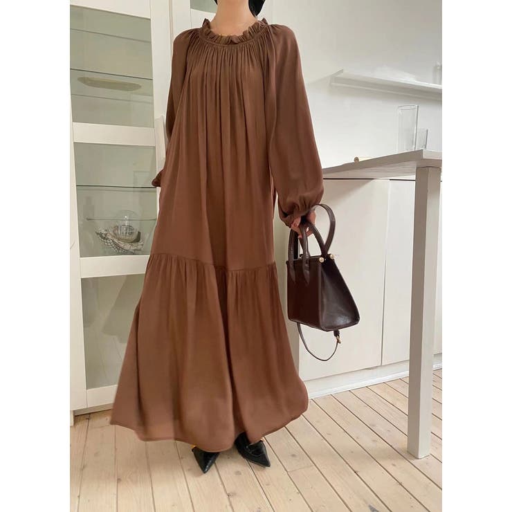 ブラウン | ロングリボンボートネックワンピース | Ulysses