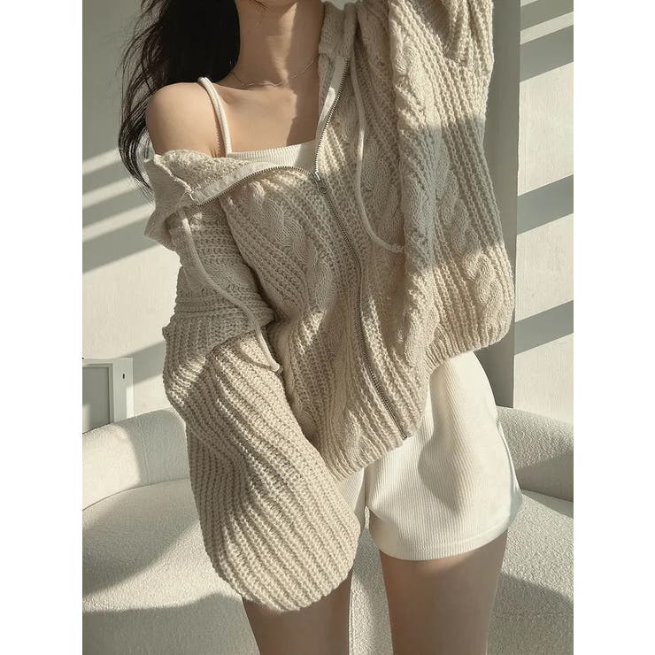 フード付きジップ付きセータージャケット | Ulysses | 詳細画像1 