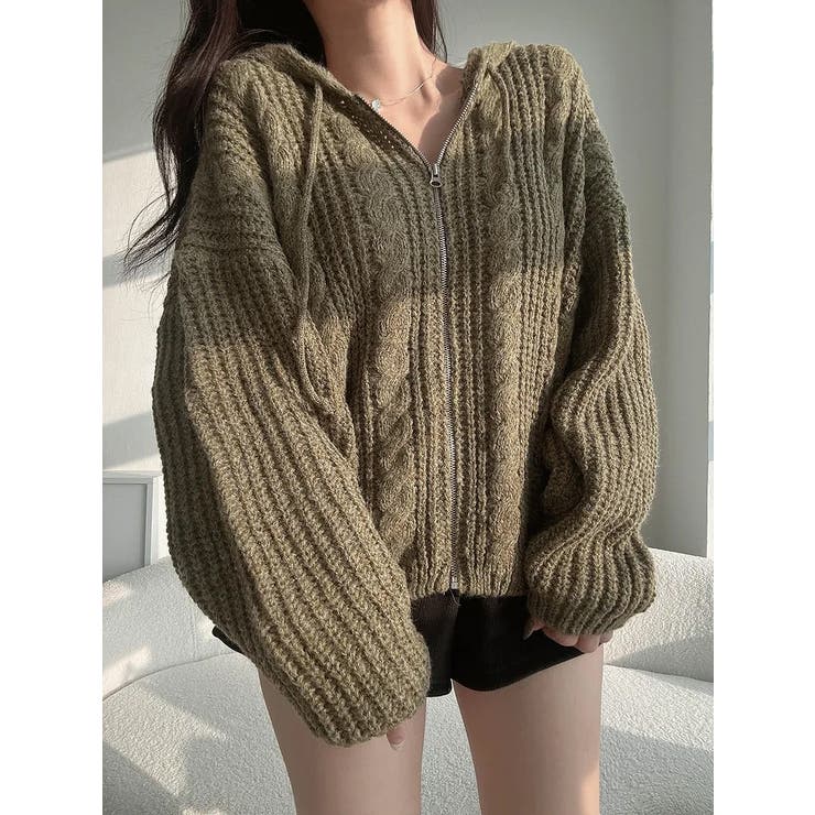 グリーン | フード付きジップ付きセータージャケット | Ulysses