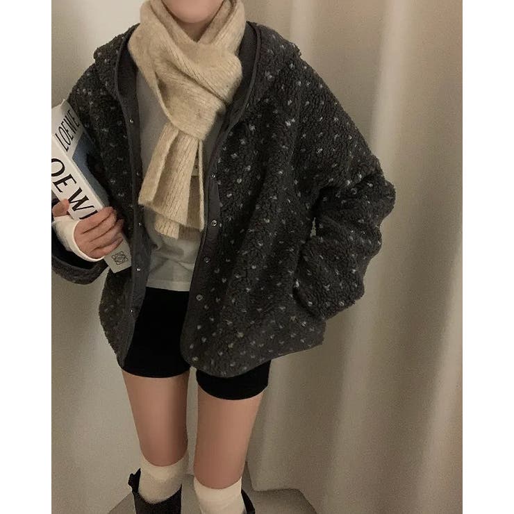 グレー | フード付きリバーシブルボアジャケット | Ulysses