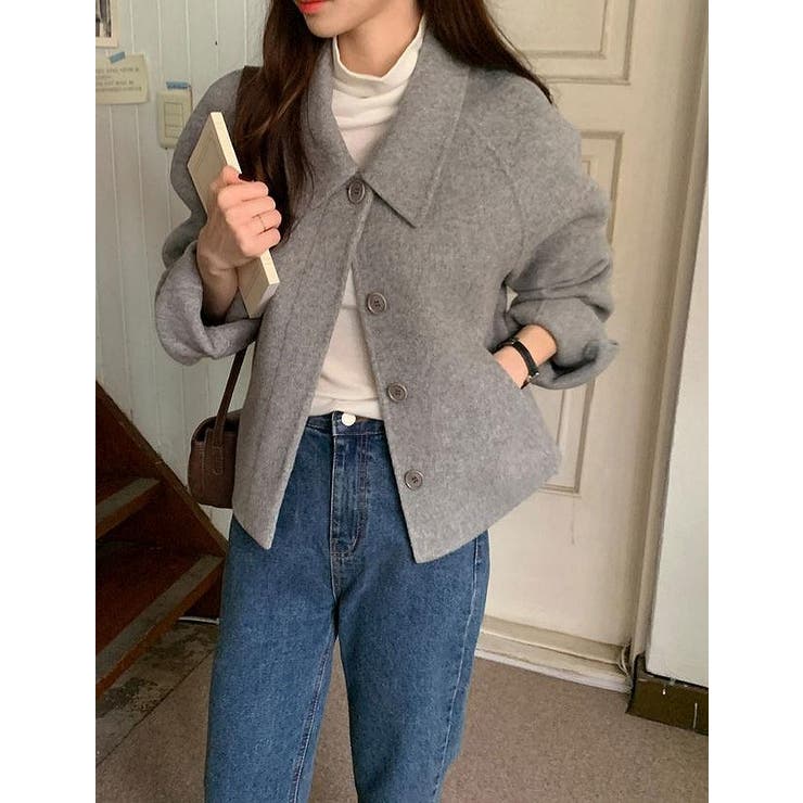 ライトグレー | 襟付きシングルブレストメルトンジャケット | Ulysses