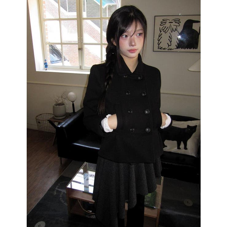 ブラック | 襟付きダブルブレストジャケット | Ulysses