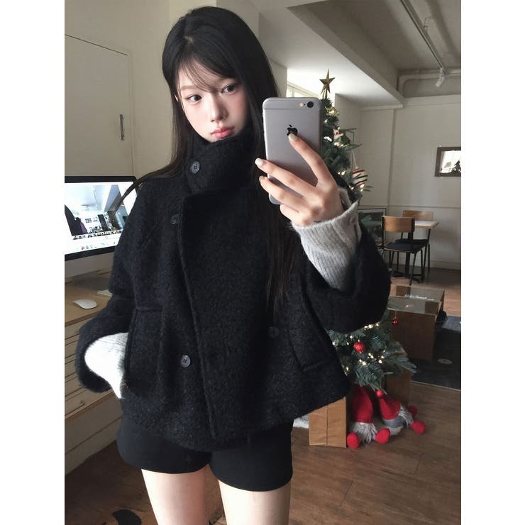 ブラック | スタンドカラーダブルブレストジャケット | Ulysses