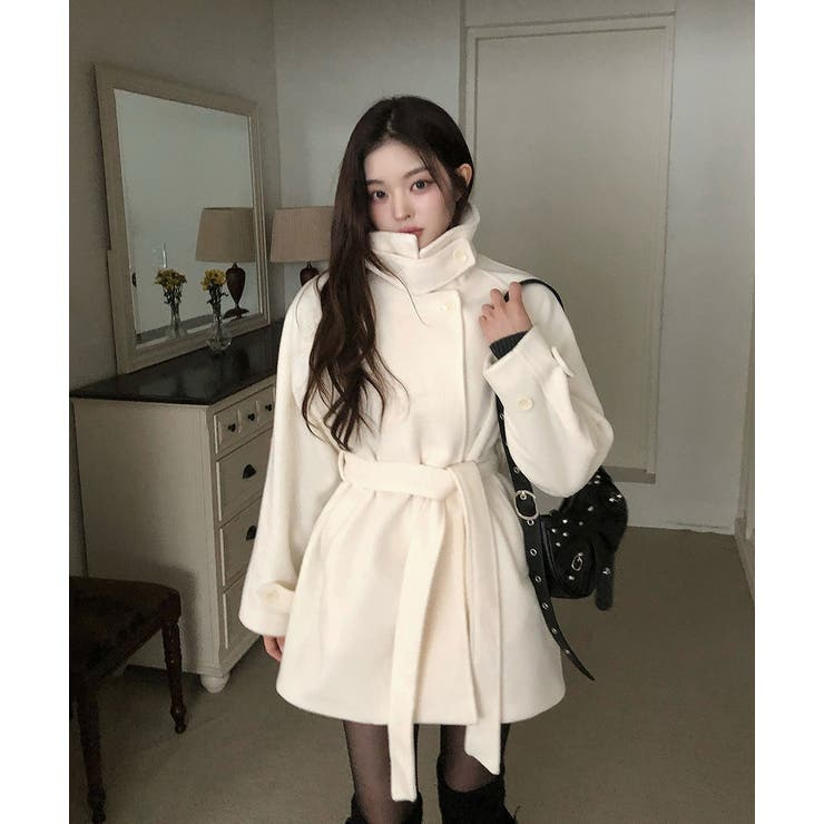 ベージュ | リボンスタンドカラーメルトンジャケット | Ulysses