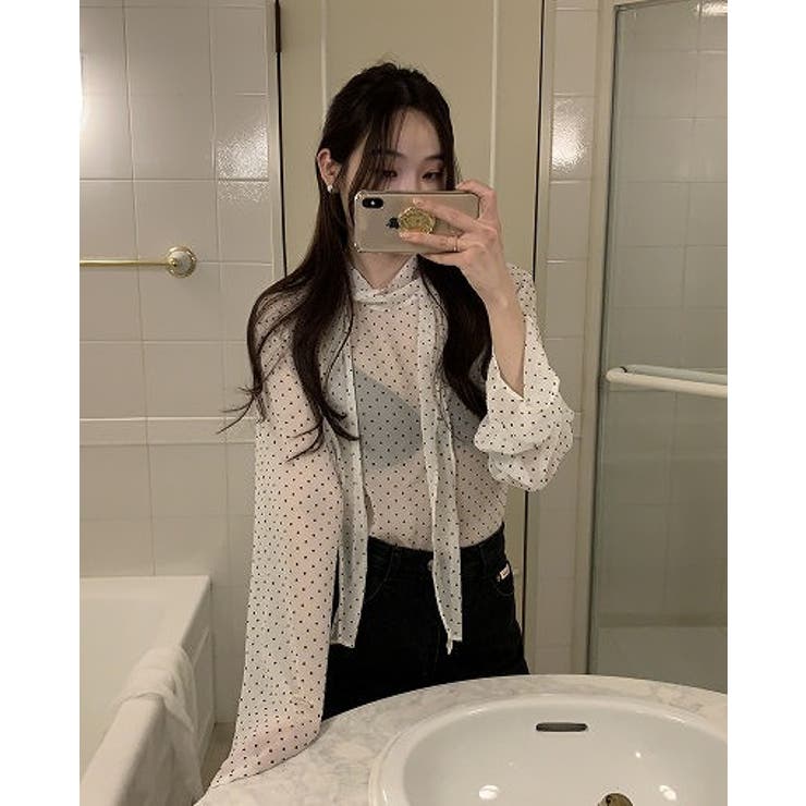 リボンドット柄シャツ | Ulysses | 詳細画像1 