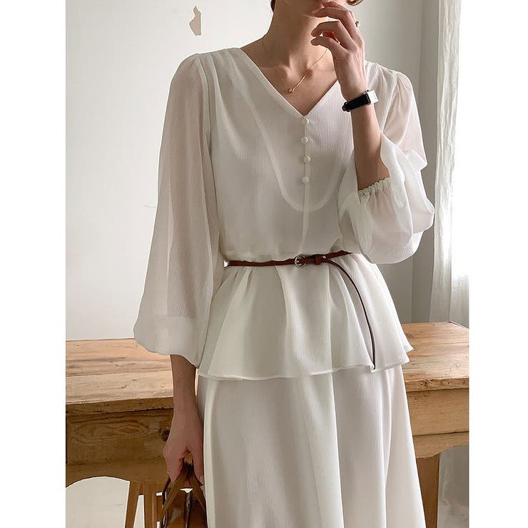 ベルト付きVネックワンピース | Ulysses | 詳細画像1 