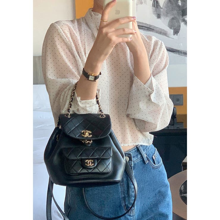 ホワイト | リボンドット柄トップス | Ulysses