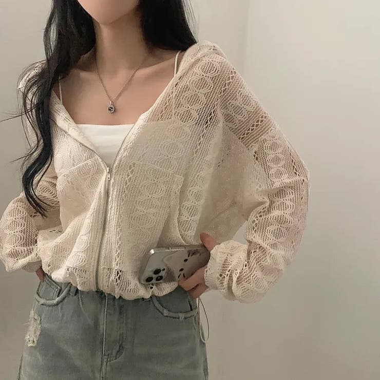 ベージュ | レースフード付きジップ付きジャケット | Ulysses