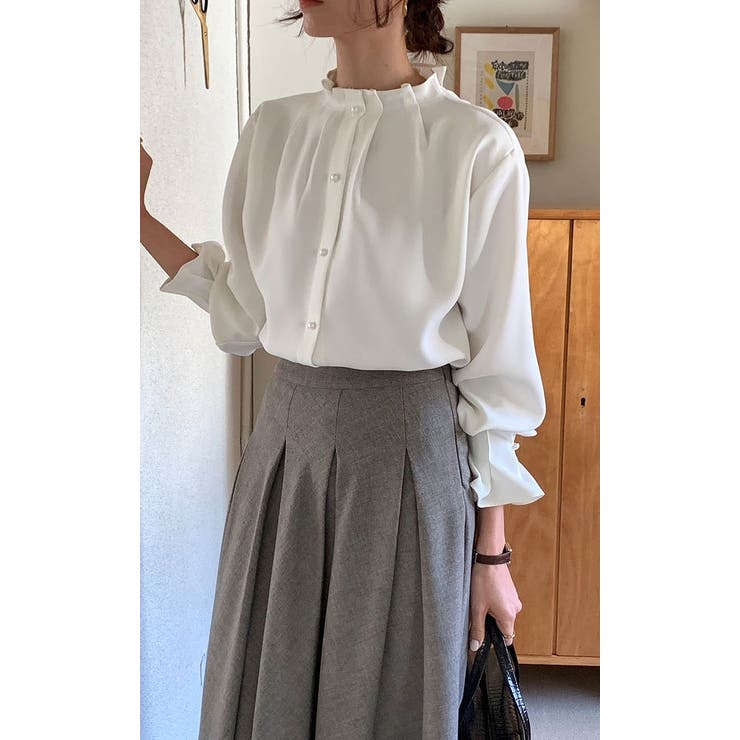 ホワイト | シングルブレストノーカラーシャツ | Ulysses