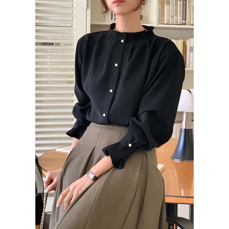 ブラック | シングルブレストノーカラーシャツ | Ulysses