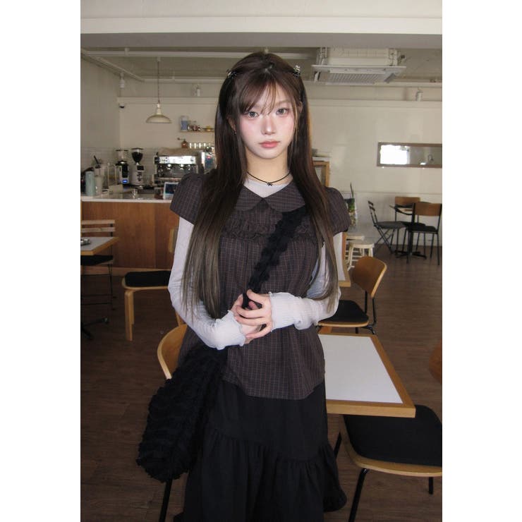 デカ襟半袖チェック柄トップス | Ulysses | 詳細画像2 