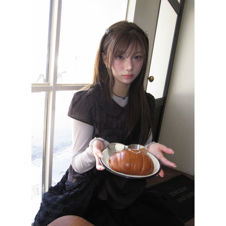 デカ襟半袖チェック柄トップス | Ulysses | 詳細画像3 