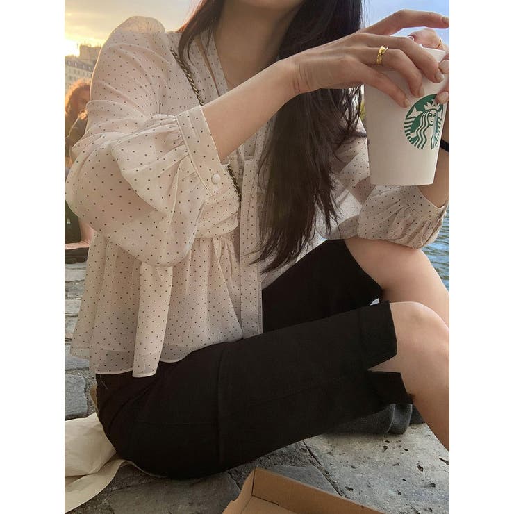 オフホワイト | リボンドット柄シャツ | Ulysses