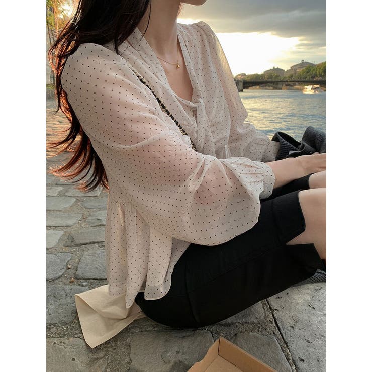 リボンドット柄シャツ | Ulysses | 詳細画像1 