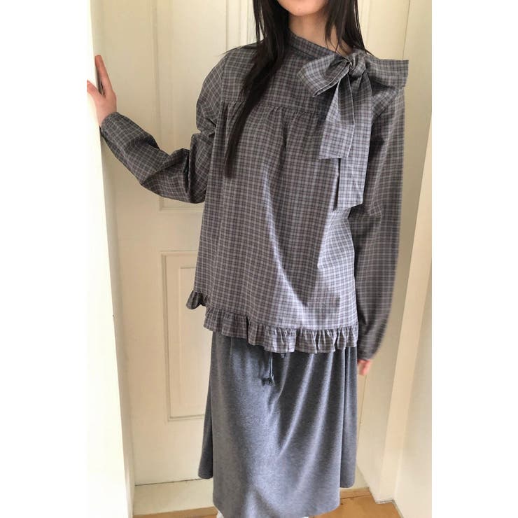ライトグレー | リボンチェック柄シャツ | Ulysses