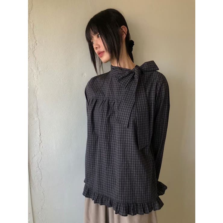 ダークグレー | リボンチェック柄シャツ | Ulysses