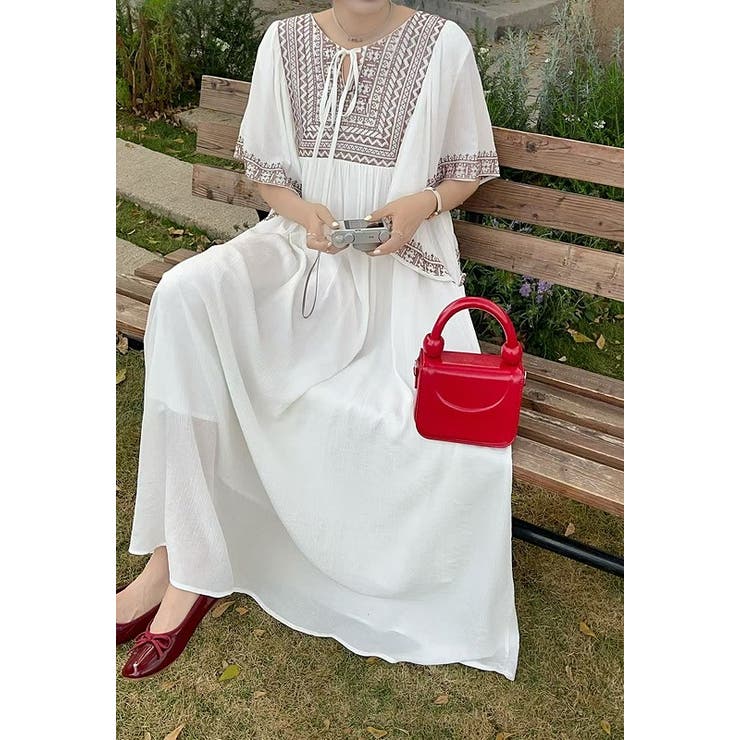 リボン半袖ロングワンピース | Ulysses | 詳細画像1 