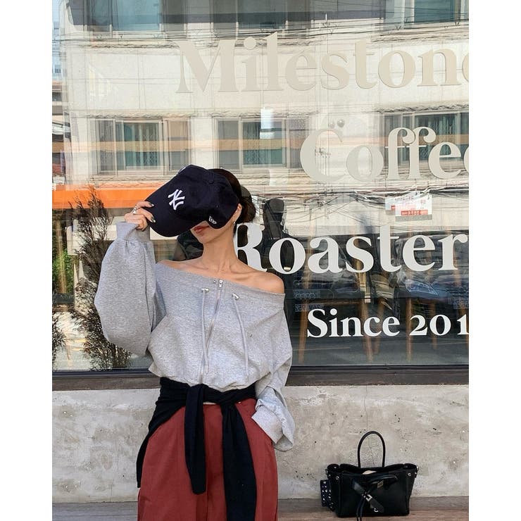 スウェットジップ付きオフショルダートップス | Ulysses | 詳細画像5 