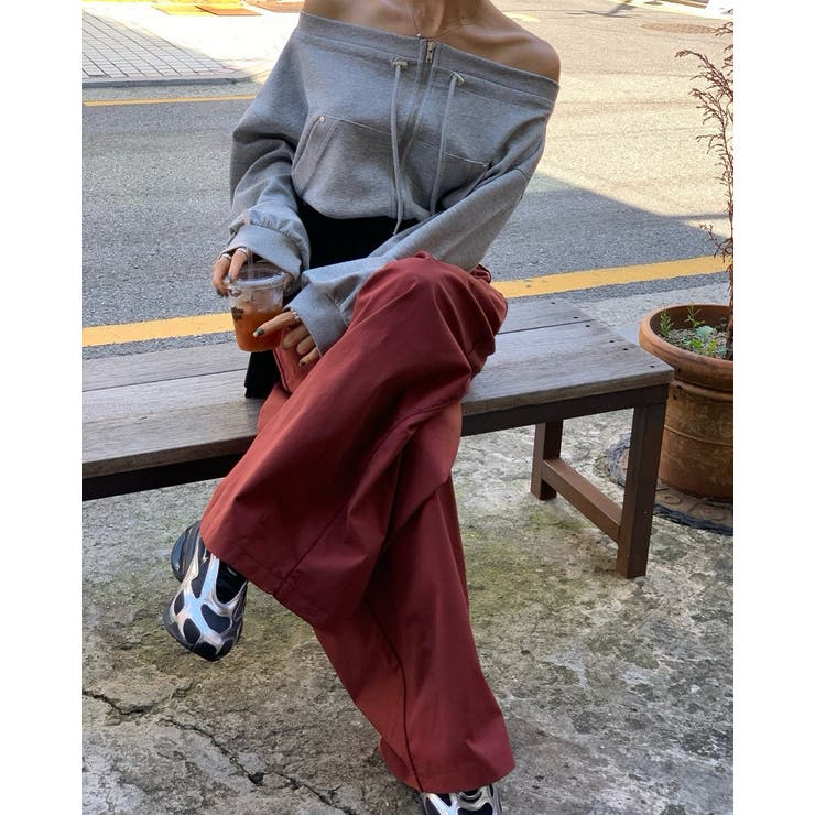 スウェットジップ付きオフショルダートップス | Ulysses | 詳細画像7 