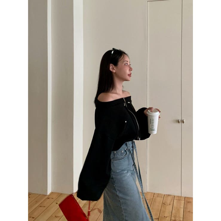 スウェットジップ付きオフショルダートップス | Ulysses | 詳細画像9 