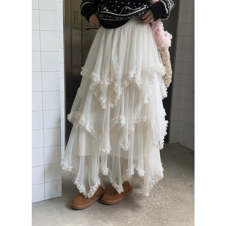 ベージュ | チュールティアードスカート | Ulysses