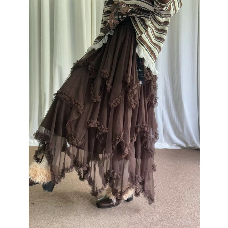 ブラウン | チュールティアードスカート | Ulysses