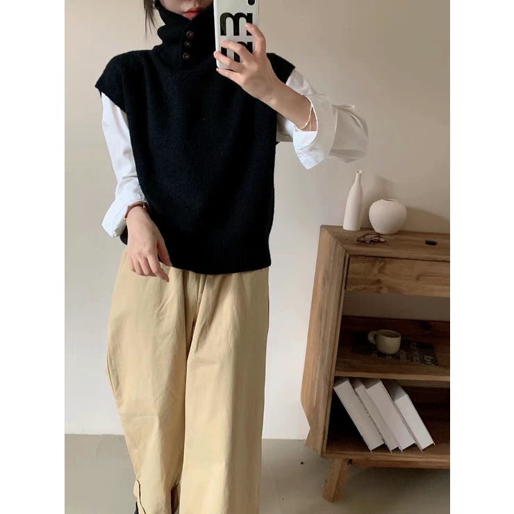 ブラック | ニットハイネックベスト | Ulysses