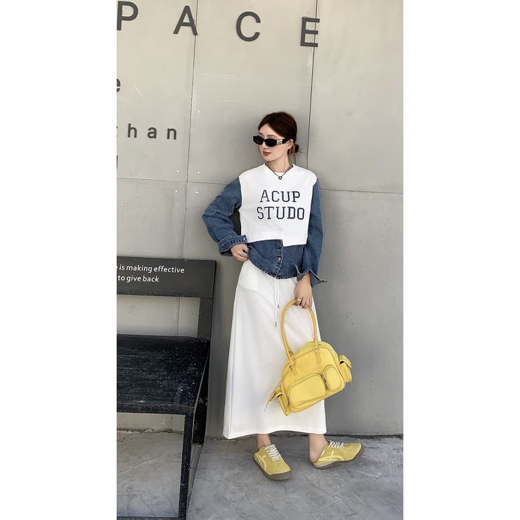デニム切り替えスウェットトップススカートセットアップ | Ulysses | 詳細画像1 