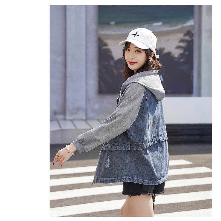 スウェット切り替えデニムフード付きジャケット | Ulysses | 詳細画像2 