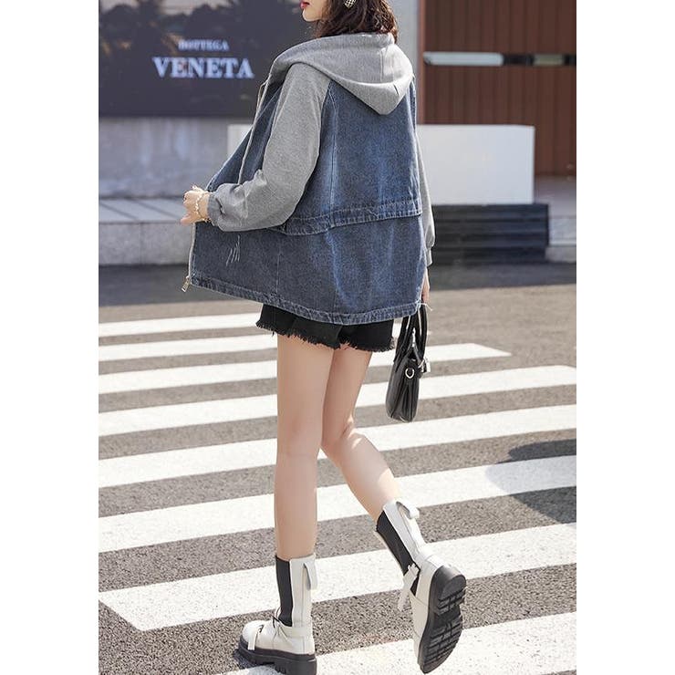 スウェット切り替えデニムフード付きジャケット | Ulysses | 詳細画像4 