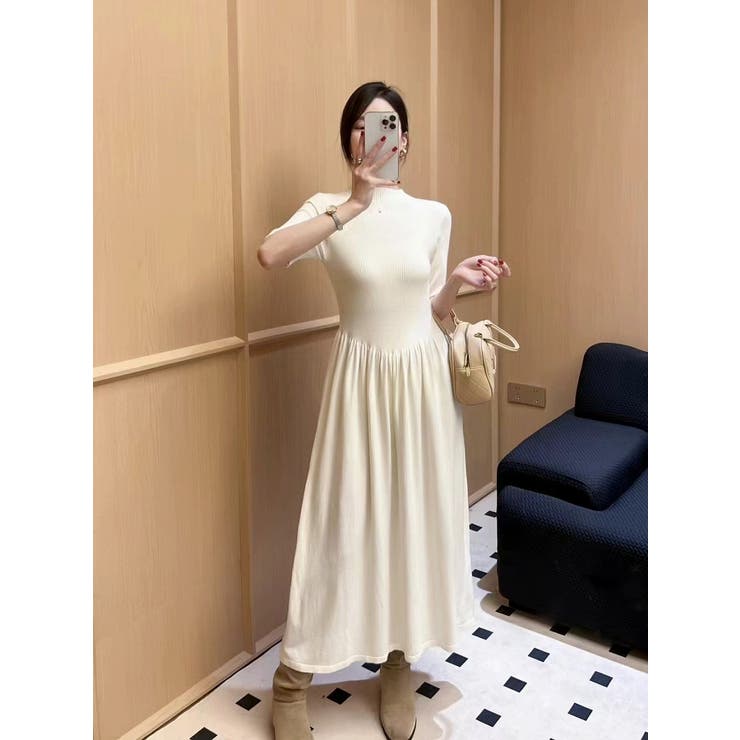 アイボリー | ニットハーフネックワンピース | Ulysses