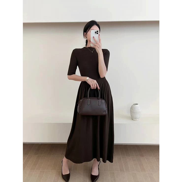 ブラウン | ニットハーフネックワンピース | Ulysses