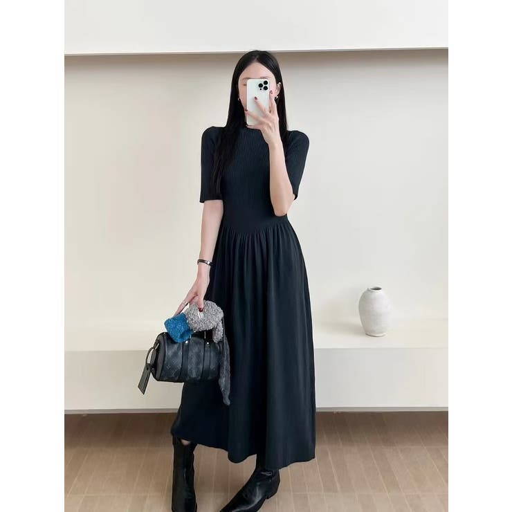 ダークグレー | ニットハーフネックワンピース | Ulysses