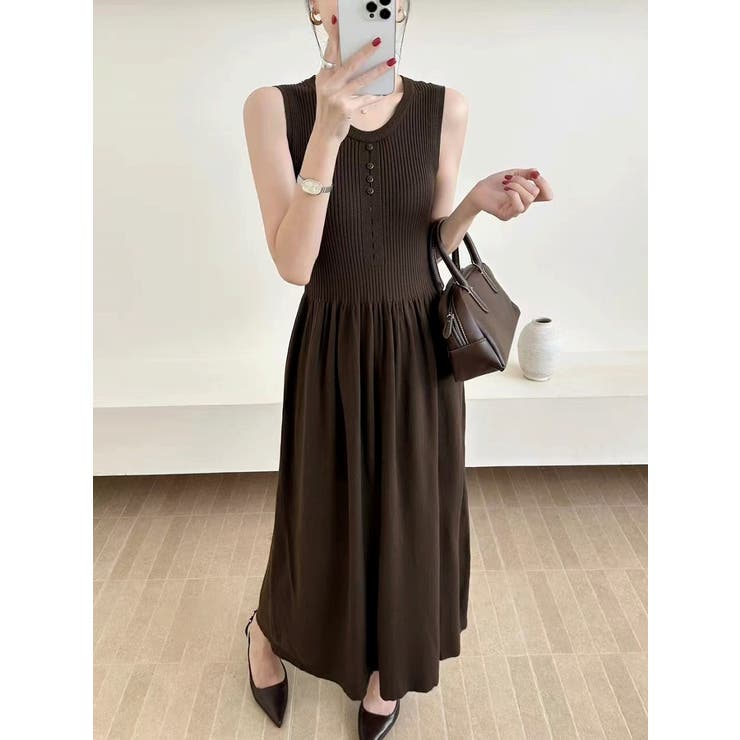 ブラウン | ニット袖なしワンピース | Ulysses