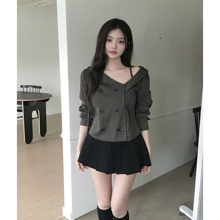 ダークグレー | ダブルブレストオフショルダートップス | Ulysses