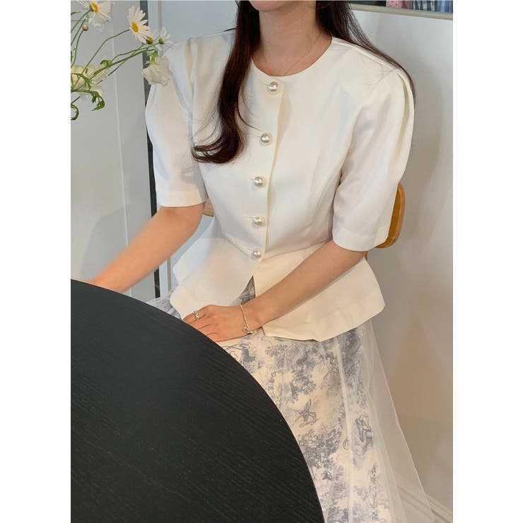 クルーネックシングルブレストショートトップス | Ulysses | 詳細画像3 