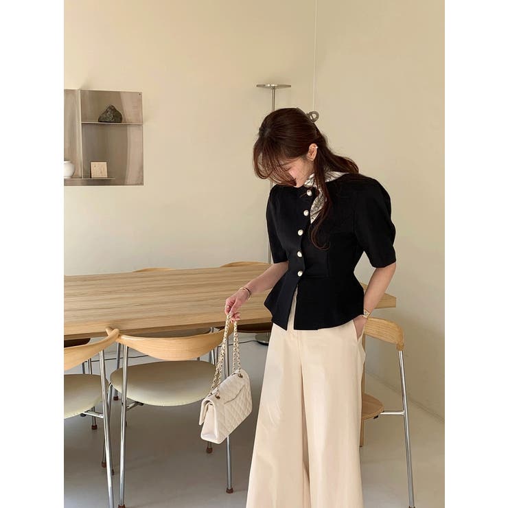 クルーネックシングルブレストショートトップス | Ulysses | 詳細画像9 