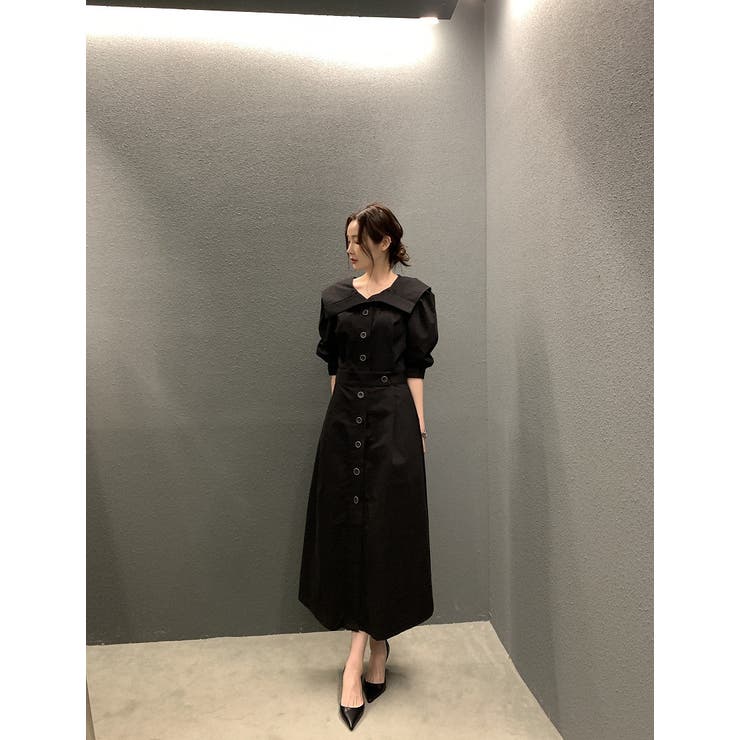 ブラック | シングルブレストシャツワンピース | Ulysses