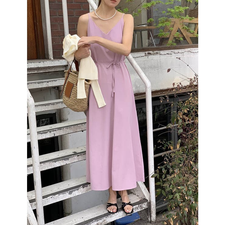 パープル | リボンVネックキャミワンピース | Ulysses