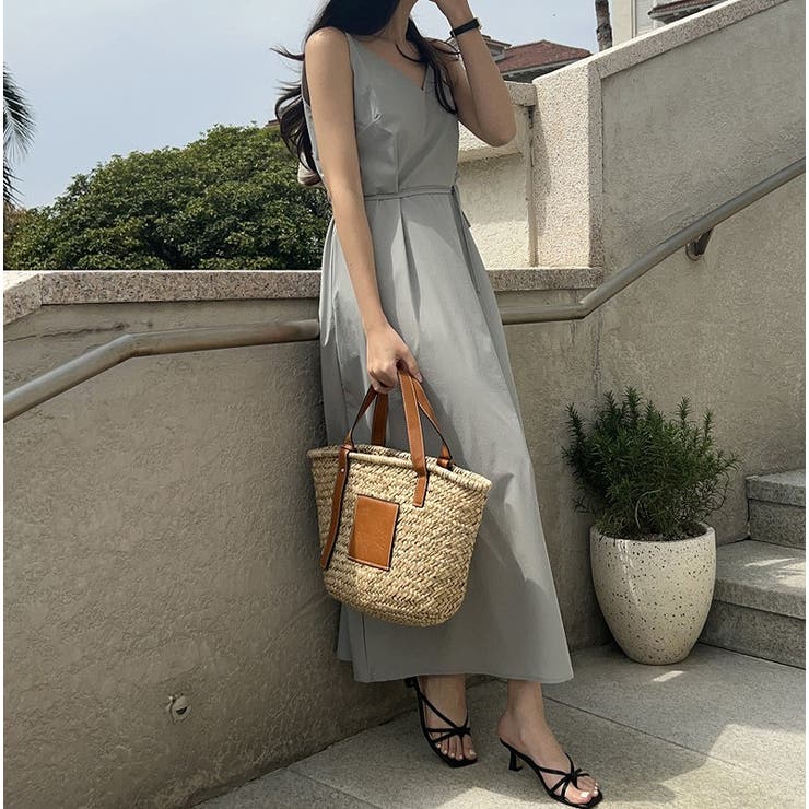 グレー | リボンVネックキャミワンピース | Ulysses