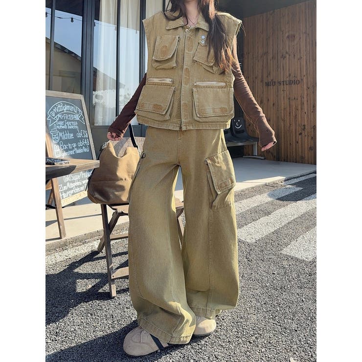 イエロー | デニムベストワイドパンツセットアップ | Ulysses