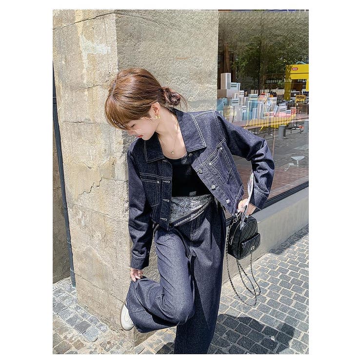 デニム襟付きジャケットワイドパンツセットアップ | Ulysses | 詳細画像1 