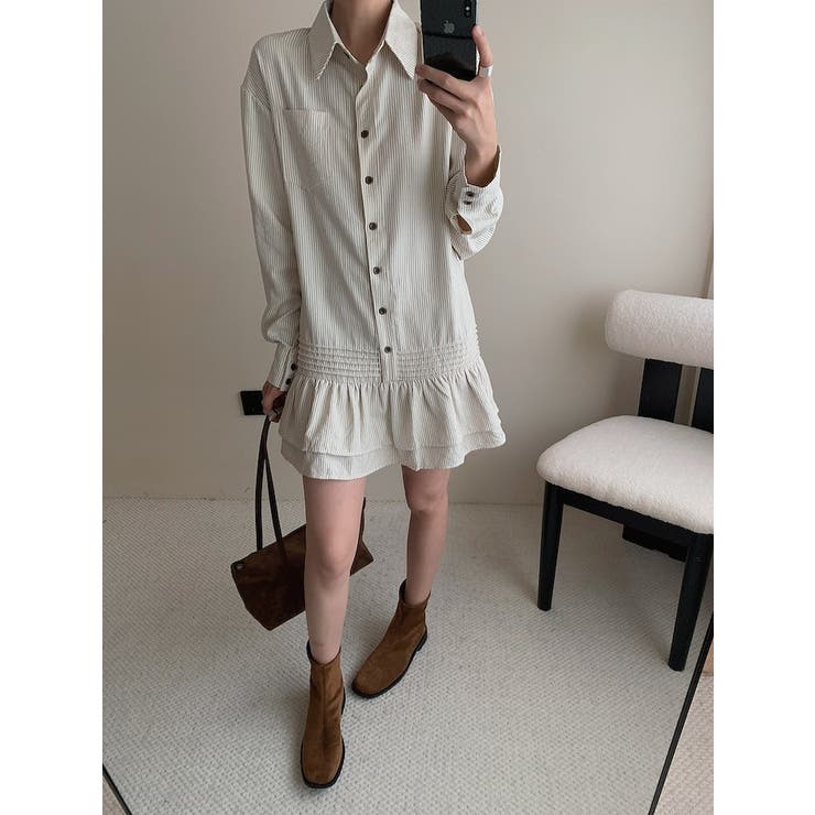 オフホワイト | ストライプシャツワンピース | Ulysses