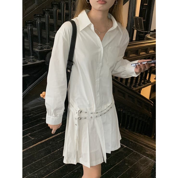 ベルト付きプリーツシャツワンピース | Ulysses | 詳細画像1 