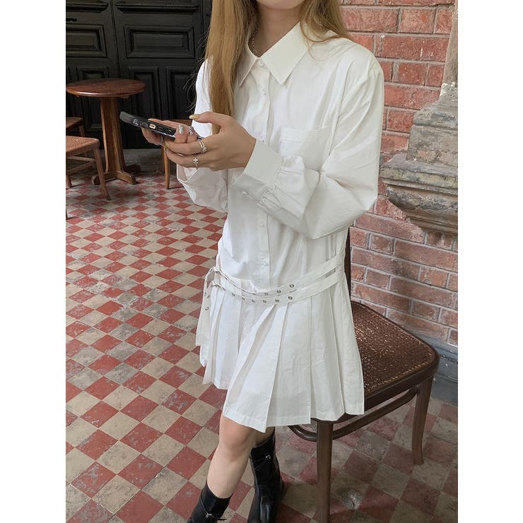 ベルト付きプリーツシャツワンピース | Ulysses | 詳細画像4 